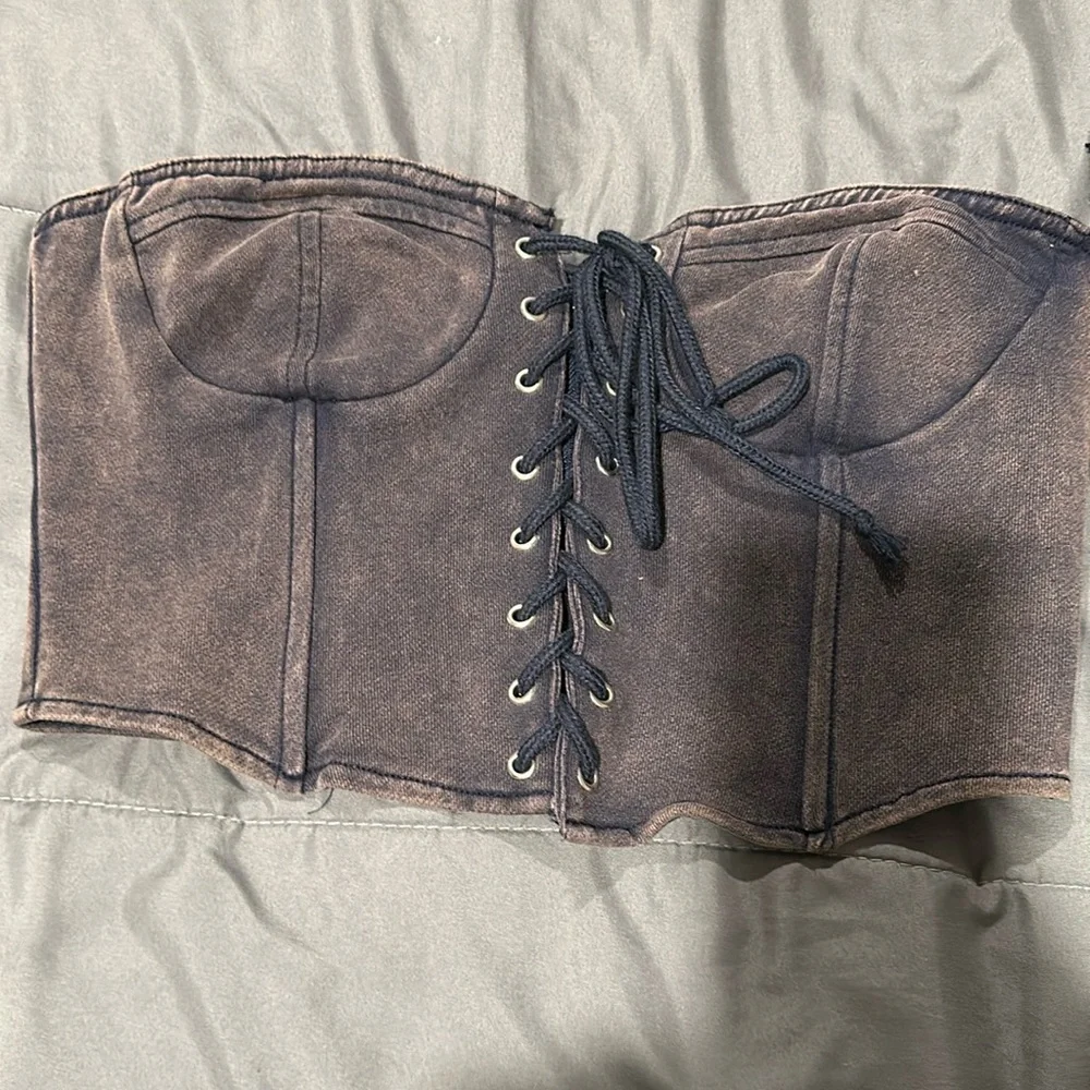 Vici 2 piece fleece set corset top and baggy pants size L in both - Picture 2 of 4